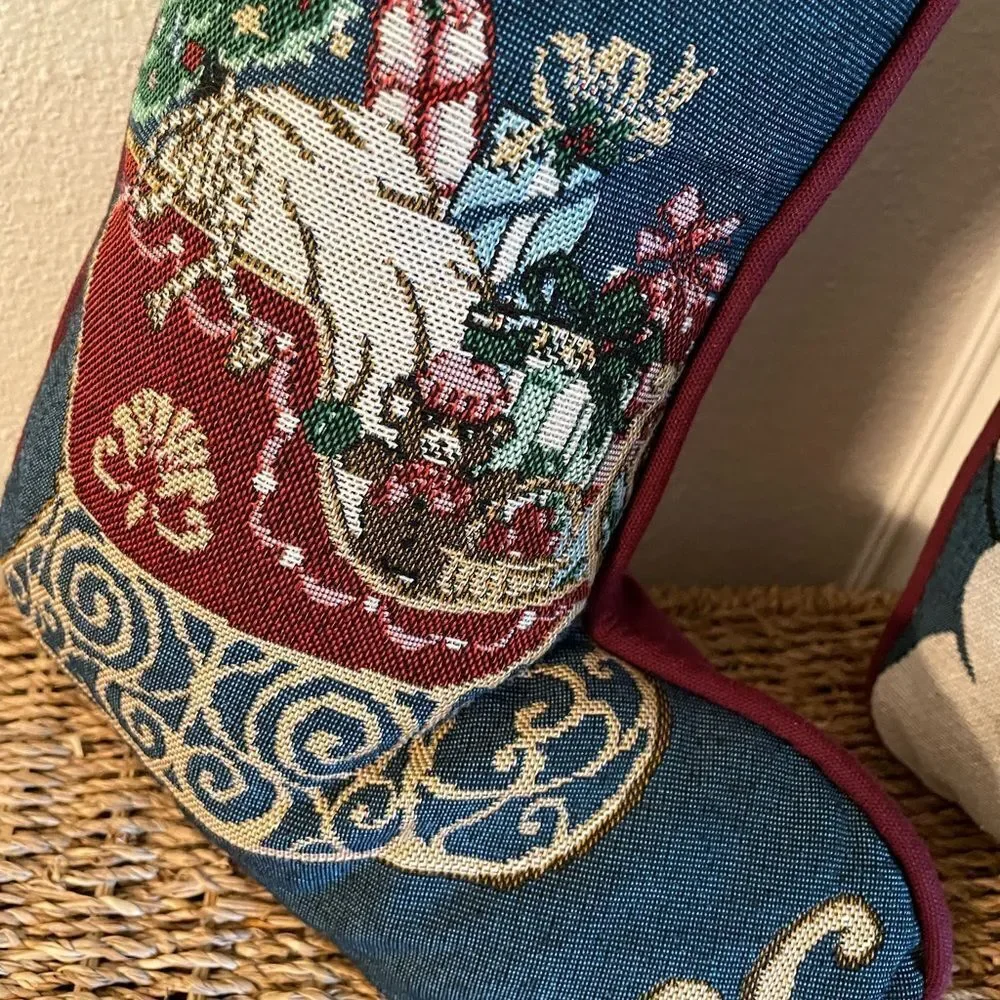 Vintage Tapestry Stocking Pillows Snowman Themed set of 2!